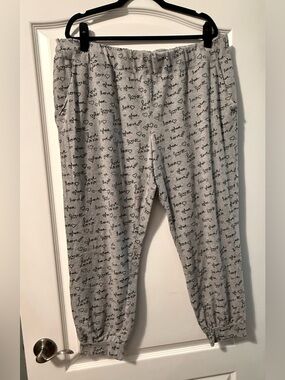 AnyBody Gray Jogger Pants with Black 'Love' Script